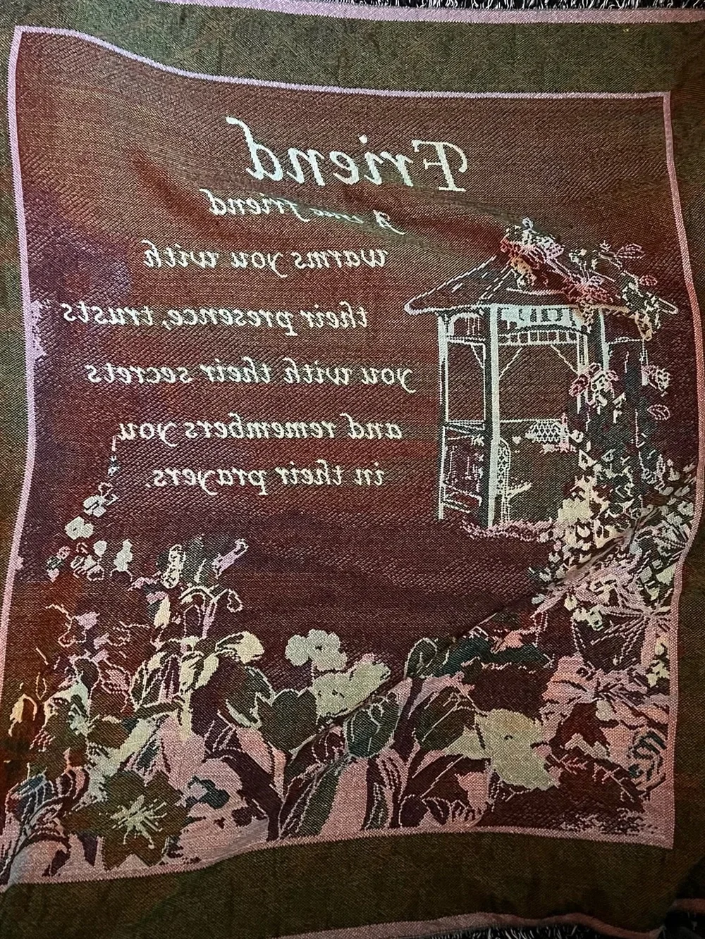 Friend Garden Decorative Tapestry Throw – Pink, Green, Cream